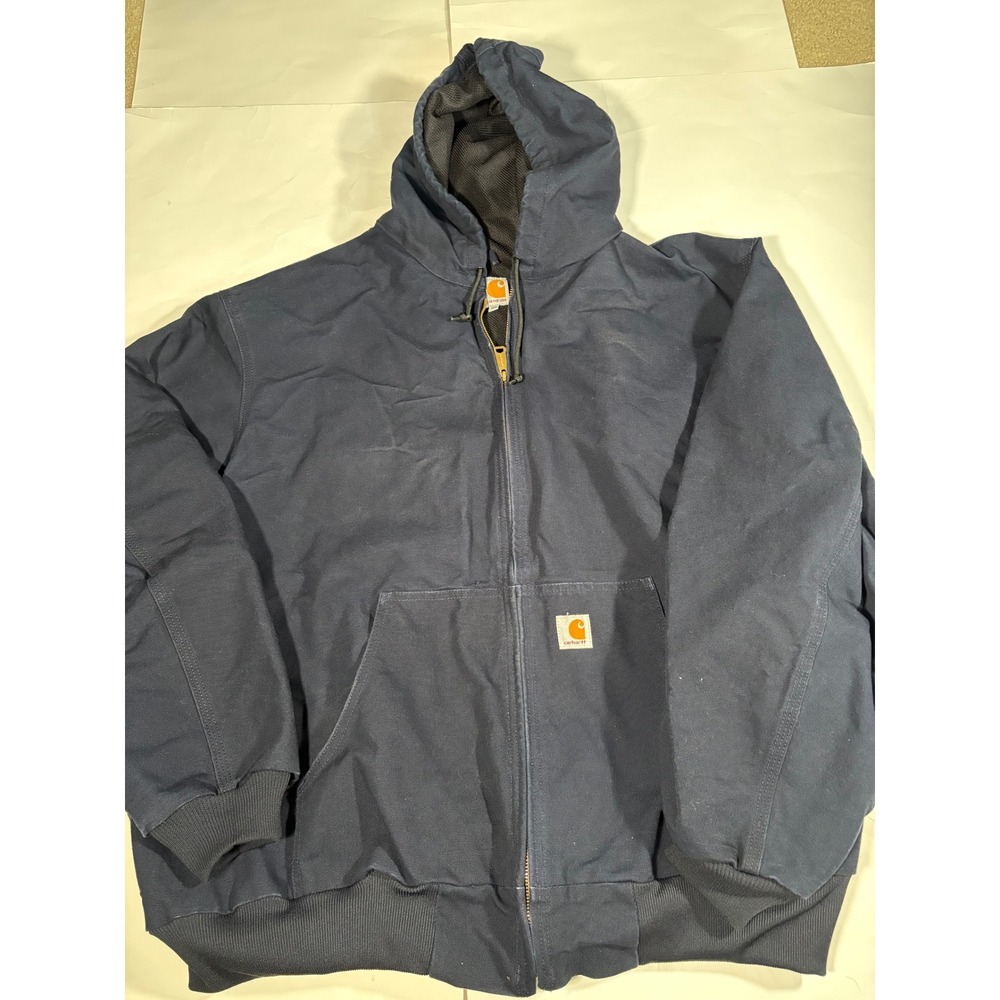 Carhartt J131 DNY Detroit Navy 3XL Hooded Thermal Lined Work Jacket USA Made